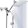 Amazon:$31.98 ($65.99)Shower Head, 8 Inch High Pressure Rainfall Shower Head/Handheld Shower Combo with 11 Inch Extension Arm, 9 Settings Adjustable Anti-leak Shower Head with Holder/Hose, Height/Angle Adjustable