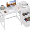 Amazon : $69.99 ($84.99) Lufeiya White Desk with Fabric File Drawers Cabinet, 47 Inch Reversible Computer Desk with Filing Cabinet for Bedroom Small Space Home Office, Modern Writing Table PC Desks, White