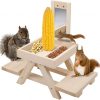Amazon : $9.99 ($19.99)  Solution4Patio Adorable Squirrel Feeder Picnic Table Shaped with Mirror, Corn Cob Holder and Snack Mesh Tray, for Fruit, Nuts, Peanut Butter Treats, Eay to Install