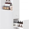 Amazon : $42.85 ($62.84) VASAGLE Slim Bathroom Storage Cabinet, Narrow Freestanding Bathroom Cabinet with Storage Drawers and Adjustable Shelf, for Small Spaces, Modern Style, White UBBK567T14