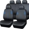 Amazon : $24.99 ($49.98) CAR PASS Sporty Carbon Fiber Leather Universal Car Seat Covers, Fit for Suvs, Vans, Sedans, Trucks, Rear Bench Zipper,Airbag Compatible (Leather Car seat Covers Full Set, Black with Blue)