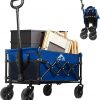 Amazon : $29.99 ($47.99) Collapsible Wagon Folding Utility Cart, Beach Wagon 352LBS Heavy-Duty with Adjustable Handles, 5'' Quiet Swivel Wheels, Lightweight (11lbs) for Groceries, Camping, Moving, Blue