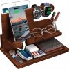 Amazon: $12.49 ($44.99) Wood Phone Docking Station – Nightstand Charging Organizer