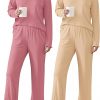 Amazon : $18.99 ($37.99)  Ekouaer 2 Pack：Womens Ribbed Knit Pajama Set with Pockets Long Sleeve PJs V Neck Soft Loungewear Loose Matching Outfits Set