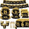 Amazon : $10.99 ($21.99) 21th Birthday Decorations for Her Him, 142Pcs 21th Birthday Decorations Black Gold 21th Birthday Plates and Napkins Cheers to 21 Years Cups Banner Tablecloth for 21 Years Old Birthday Party Supplies