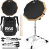 Amazon : $35.24 ($59.99) Pyle 12'' Practice Pad Set with Snare Stand-Double Sided Rubber Silent Dumb Drumpad with Drumming Accessories, Adjustable Rack Mount, Pair of 5A Drumsticks, Travel Bag, Black (PSDPKIT10.5)