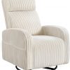Amazon:$149.99 ($159.99)Yaheetech 360° Swivel Glider Chair for Nursery, Rocking Chair Nursing Chair with Side Pockets, Corduroy Glider for Living Room with High Back Beige