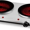 Amazon : $44.99 ($57.99) OVENTE Countertop Infrared Double Burner, 1500W Electric Hot Plate and Portable Stove with 7.5'' Ceramic Glass Cooktop, 6 Level Temperature Setting and Easy to Clean Base, Silver BGI202S
