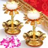 Amazon: $18.99 ($19.99)  2 Pcs Diwali Lotus Candle Holder Metal Gold Diya