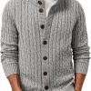 Amazon:  $15.99 ($31.99)  Mens Cardigan Sweater Button Up Stand Collar Sweater