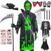 Amazon:$12.49 ($29.99)Skirfy Light Halloween Cosplay Costumes for Kids,Glow Halloween Costumes Scary