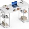 Amazon:$54.98 ($89.99)Sweetcrispy Computer Gaming Desk with Fabric Drawers - 48 Inch Home Office Bedroom Writing StudyTable with Storage Shelves Adjustable Feet PC Desk, White