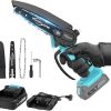 Amazon:$25.59 ($46.99)6 Inch Cordless Mini Chainsaw, Lightweight Electric Handheld Saw for Tree Trimming & Wood Cutting, Battery Powered with 2.0Ah Battery, Safety Lock for Home and Garden Use