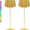 Amazon:$24.99 ($49.99)2 Pack Cordless Table Lamp,Portable RGB LED Desk Lamp,5000mAh Battery Powered,with Touch and Remote Control,Suitable for Dining Room,Bedroom, Outdoor,Coffee Shop,Night Light,Rechargeable (Gold)