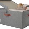 Amazon:$20.79 ($27.99)GRANNY SAYS Large Storage Bins with Lids, Decorative Storage Boxes, Fabric Storage Bins with Double-Open Lid and Divider, Collapsible 63L Linen Sorage for Closet, Dark Gray