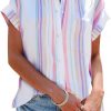 Amazon : $19.99 ($25.99)  SySea Womens Short Sleeve Striped Shirts Casual Button Down V Neck Work Blouses Tops