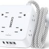 Amazon : $8.99 ($14.98) Surge Protector Power Strip - CHCORE 5Ft Braided Extension Cord with 8 Outlets with 4 USB (2 USB C) Charging Ports, Flat Plug Multi Plug Outlet Extender Charging Station for Home Office, ETL, White