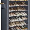 Amazon:$29.99 ($42.24)SONGMICS Shoe Rack with Non-Woven Fabric Cover, 9 Tier Storage Shelf for 40-50 Pairs of Shoes, Entryway, Suitable for Sneakers, High Heels, Flats, and Boots, Grey RXJ36G01