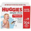 Amazon:$15.12 ($16.97)Huggies Simply Clean Unscented Baby Diaper Wipes, 11 Flip-Top Packs (704 Wipes Total), Packaging May Vary