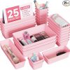 Amazon : $11.99 ($19.99) 25 PCS Plastic Drawer Organizers Set, 4-Sizes Vanity and Makeup Organizer, Desk and bathroom Drawer Organizer Trays, Organizers and Storage for Makeup, Jewelry, Gadgets, Utensils (Pink)
