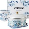 Amazon : $59.99 ($129.99) CAROTE Cast Iron Dutch Oven Pot with Lid, 5 QT Enameled Floral Dutch Ovens with Cotton Potholders & Oven Gloves, Gift Box, Cast Iron Pot for Sourdough Bread Baking, Braising, Stews, Roasting, Dual Handles, All Stovetop Compatible, White & Blue
