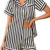 Amazon : $13.99 ($27.99)  Ekouaer Womens Silk Satin Pajamas Sets 2 Piece Short Sleeve Sleepwear Button Down Top and Shorts Pjs Lounge Wear Sets S-XXL