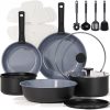 Amazon  : $49.99 ($119.99)  CAROTE 19PCS Ceramic Cookware Sets, Pots and Pans Set Non Stick Non Toxic, Induction Cookware, Kitchen Cookware Sets, Pots Set for Healthy Coooking, Gray