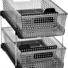 Amazon : $18.52 ($22.99)  madesmart 2-Tier Organizer, Multi-Purpose Slide-Out Storage with Handles and Dividers for Home and Bath, BPA Free, Smoke