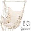 Amazon:$27.49 ($59.99)Y- Stop Hammock Chair Hanging Rope Swing, Max 500 Lbs, 2 Cushions Included, Large Macrame Hanging Chair with Pocket for Superior Comfort, with Hardware Kit (Beige)