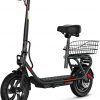Amazon :$279.99 ($559.99)TST Electric Scooter with Seat, Peak 650W Motor 19MPH & 20 Miles Range,12