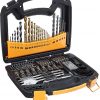 Amazon:$19.95 ($32.93)Amazon Basics Drill & Driver Multi Bit Set, Alloy Steel Wood Straight Drill Bits, for Metal, Wood, Plastic, Masonry, with Storage Case, 100-Piece