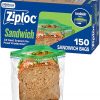 Amazon:$5.69 ($5.99)Ziploc Sandwich and Snack Bags with EasyGuide Texture, Plastic Storage Bags with Grip 'n Seal Technology, 150 Bags Total (Packaging May Vary)