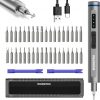 Amazon:$21.59 ($35.99)WORKPRO Mini Electric Screwdriver with Magnetizer, 36 S2 Steel Bits & 2 Pry Bars, 3.7V Rechargeable Precision Screwdriver Set for Phone Camera Laptop