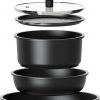 Amazon : $29.99 ($69.99) CAROTE 6pcs Pots and Pans Set Non Stick, Cookware Sets, Kitchen Set, Oven/Fridge Safe, Space Saving Pots Set, Nonstick Cooking Set with Versatile Detachable Handle, Induction RV Set, Jet Black