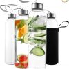 Amazon: $9.99 ($19.98) 16 Ounce Glass Water Bottles, Reusable Water Bottles with Airtight, Pack of 4