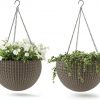 Amazon : $29.98 ($45.99)  Keter Resin Rattan Set of 2 Round Hanging Planter Baskets for Indoor and Outdoor Plants-Perfect for Porches and Patio Decor, Cappuccino
