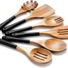 Amazon : $13.49 ($26.99) Wooden Spoons For Cooking, 6 PCS Natural Acacia Wooden Cooking Utensils or Non-Stick Wooden Kitchen Utensil Set for Kitchen Essentials, Smooth Grip Wooden Spoons with Hanging Hole, Black