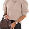 Amazon : $14.24 ($29.99) Women's Puff Short Sleeve Sweater Tops 2025 Summer Fall Trendy Knit Crew Neck Casual T Shirts Blouses