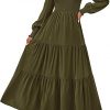 Amazon : $29.77 ($31.34) KIRUNDO Fall Dresses for Women 2025 Long Sleeve Maxi Wedding Guest Smocked Crew Neck Empire Waist A Line Flowy Long Dress