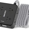 Amazon:$15.99 ($19.99)Surge Protector Power Strip - CHCORE 10Ft Braided Extension Cord with 8 Outlets with 4 USB (2 USB C) Charging Ports, Flat Plug Multi Plug Outlet Extender Charging Station for Home Office, ETL, Black