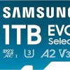 Amazon:$69.99 ($92.99)Samsung EVO Select microSD Memory Card + Adapter, 1TB microSDXC, Up-to 160 MB/s, 4K UHD, UHS-I, C10, U3, V30, A2, for Mobile Phone, Smartphones, Nintendo-Switch, and Tablets (MB-ME1T0SA/AM)