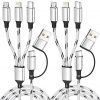 Amazon:$6.99 ($19.99)Travel Essentials Multi Charging Cable(2Pack, 5FT), 5 in 1 Charging Cables for Multiple Devices, Nylon Braided Universal Phone Charger Cord USB A/C to Type C/Micro USB/IP for iPhone16/15/14/Phone&Pad