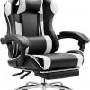 Amazon : $76.97 ($94.98) Sweetcrispy Video Game Desk Chair - Ergonomic Computer with Footrest and Comfy Lumbar Support, PU Leather Recliner with Headrest, Fixed Up Armrest, Height Adjustable with 360° Swivel, White, Adults