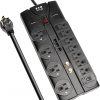 Amazon : $54.01 ($74.40)  Eaton Tripp Lite TLP1208SAT Home Theater Surge Protector Power Strip, 12 Outlets, Flat Plug 8ft Extension Cord, 2880 Joules Coax, RJ11 and RJ45 Port for Phone, TV, WiFi Router, & Ethernet Protection
