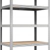 Amazon:$39.99 ($47.39)Yaheetech Standing Shelf Units, 5 Tier Storage Shelf, Heavy Duty Shelving, Adjustable Garage Shelves, Utility Rack Shelf Unit, Basement Warehouse Shed, 35.5'' Wx 16'' D x 71'' H - Silver