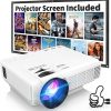 Amazon : $45.11 ($59.99)  1080P Mini Projector with Screen, Portable Home Theater Movie Projector with Two-Way Bluetooth, HDMI/USB Input for Smartphone/TV Stick, Ideal for Indoor & Outdoor Use