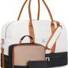 Amazon:$17.99 ($35.99)Weekender Bag for Women, Large Overnight Bag Canvas Travel Duffel Bag Carry On Tote with Shoe Compartment 21