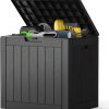 Amazon:$22.99 ($27.99)NEWBULIG 31 Gallon Deck Box, Weatherproof Resin Lockable Outdoor Storage for Secure Package Deliveries and Indoor Storage in Garden or Patio, Backyard