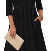 Amazon:$8.22 ($35.99)ZEAGOO 3/4 Sleeve Women's Dress Casual Flowy A-Line Midi Tshirt Dresses with Pocket Empire Waist Summer Boho Beach Sundress Solid Black