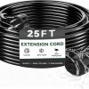 Amazon :$9.43 ($32.99)Blackcow Outdoor Power Extension Cord,25 Ft,IPX6 Waterproof, Cold Weather & Fireproof, Heavy Duty 3 Prong Cable,18AWG 125V 10A,FCC/ETL Certified for Outdoor/Indoor Use